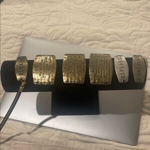 Engraved Metal Cuff Bracelets Set